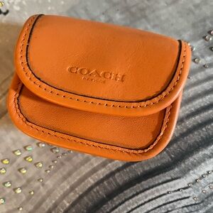 Coach Orange Smooth Calf Leather Coin Pouch